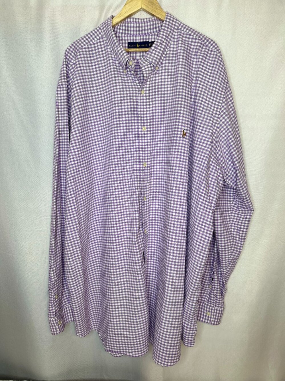Ralph Lauren Long Sleeve Gingham Print Logo 4XLT Preppy Classic Office Business